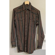Panhandle Slim Shirt Pearl Snap Striped Vintage Western Rodeo USA Made 15x33