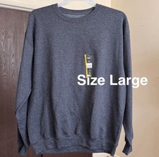 Athletic Works Men's Fleece Crewneck Sweatshirt, Medium Black Heather, Large