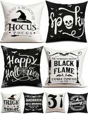 Halloween Pillow Covers Set of 4, 18x18 Polyester Throw Pillow Decor