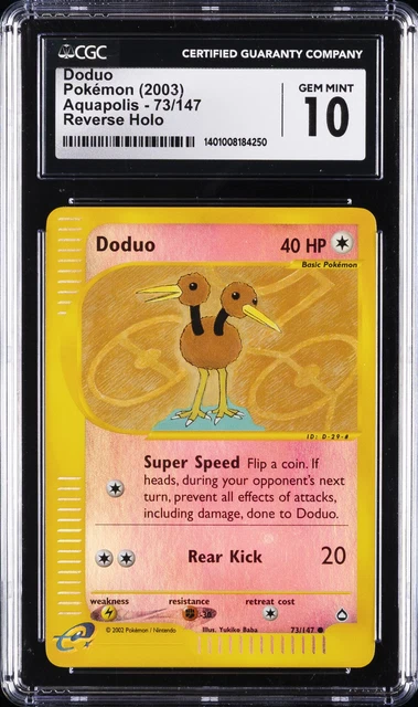 2003 POKEMON AQUAPOLIS REVERSE HOLO #73 DODUO CGC 10 GEM MINT