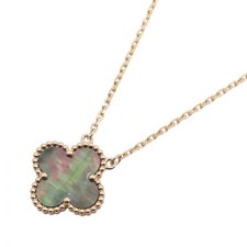 VAN CLEEF & ARPELS Vintage Alhambra Grey Mother-of-Pearl Necklace 18KRG Women