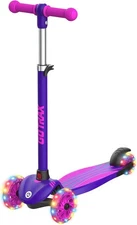 KS1 Kids Kick Scooter, LED Lighted Wheels and 3 Adjustable Height Handlebars, L