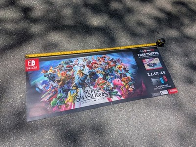HUGE GameStop 2018 Super Smash Bros. Ultimate Poster 53in x 21in Nintendo Promo