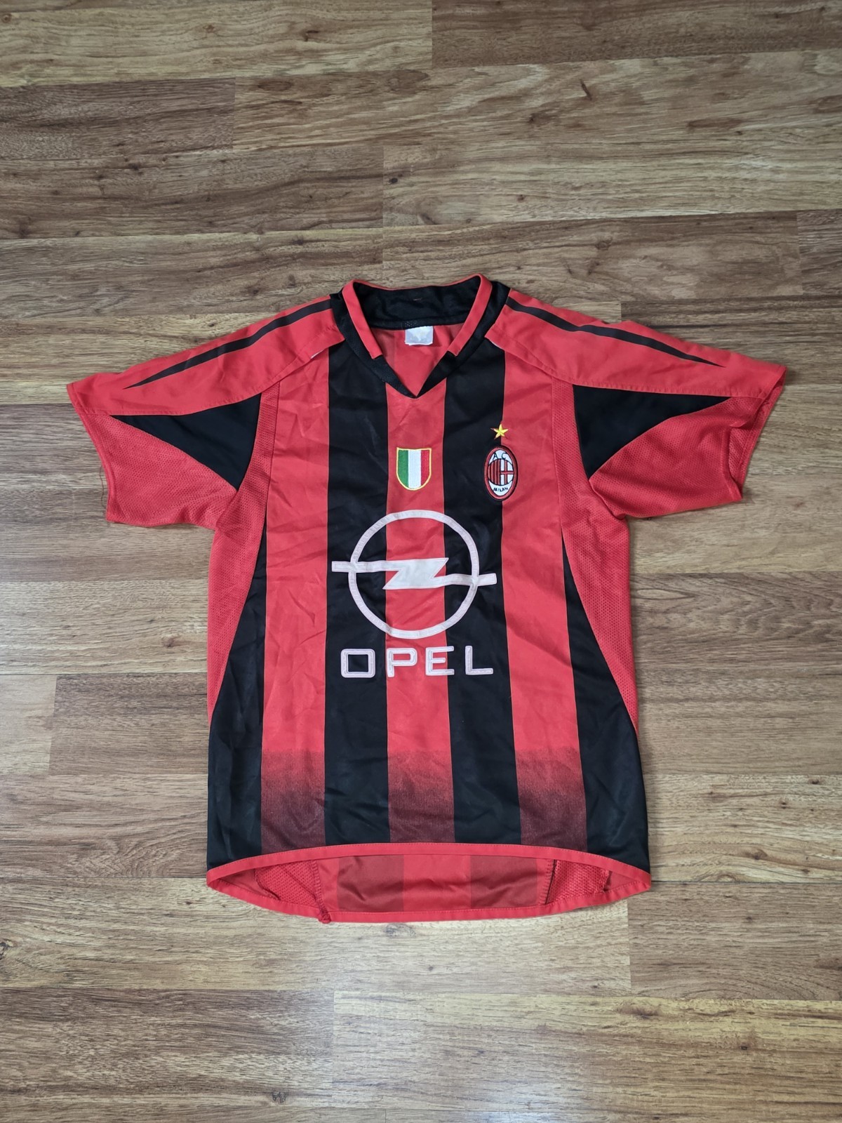 Vtg AC Milan Home Jersey OPEL Soccer Boys Small Football
