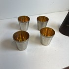 4 Silver Metal Brass-Lined Stacking Cups Shot Glass w/Leather Case Germany   — photo 5