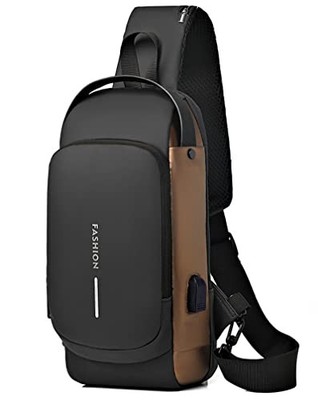 Sling Bag for Men Anti-Theft USB Crossbody Backpack Waterproof Chest Daypack 