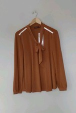  Nina Leonard  Long Sleeve Embellished Top In Cognac Small Chest  38" BNWT QVC 