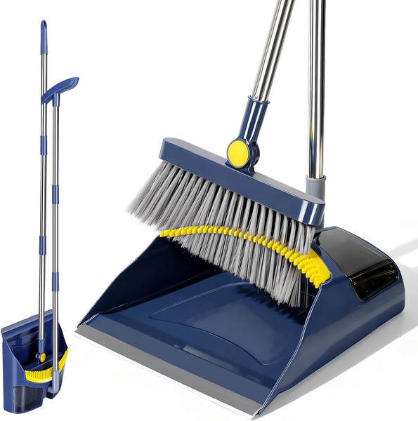 Masthome Besen Mit Stiel, Besen Und Kehrschaufel Set, 120Cm Aufrecht Kehrschaufe-image
