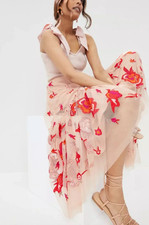 Anthropologie Maeve Tulle Embroidered Full Skirt Size XS
