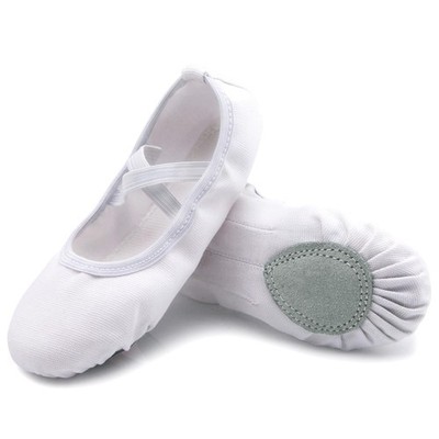 Ballettschuhe Damen mit Geteilter Ledersohle Flache Verstellbar Ballett Schlä...