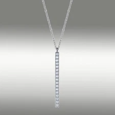 .16 ct Moissanite Trendy Bar Drop Pendant Necklace 18" Chain 14k White Gold Gift