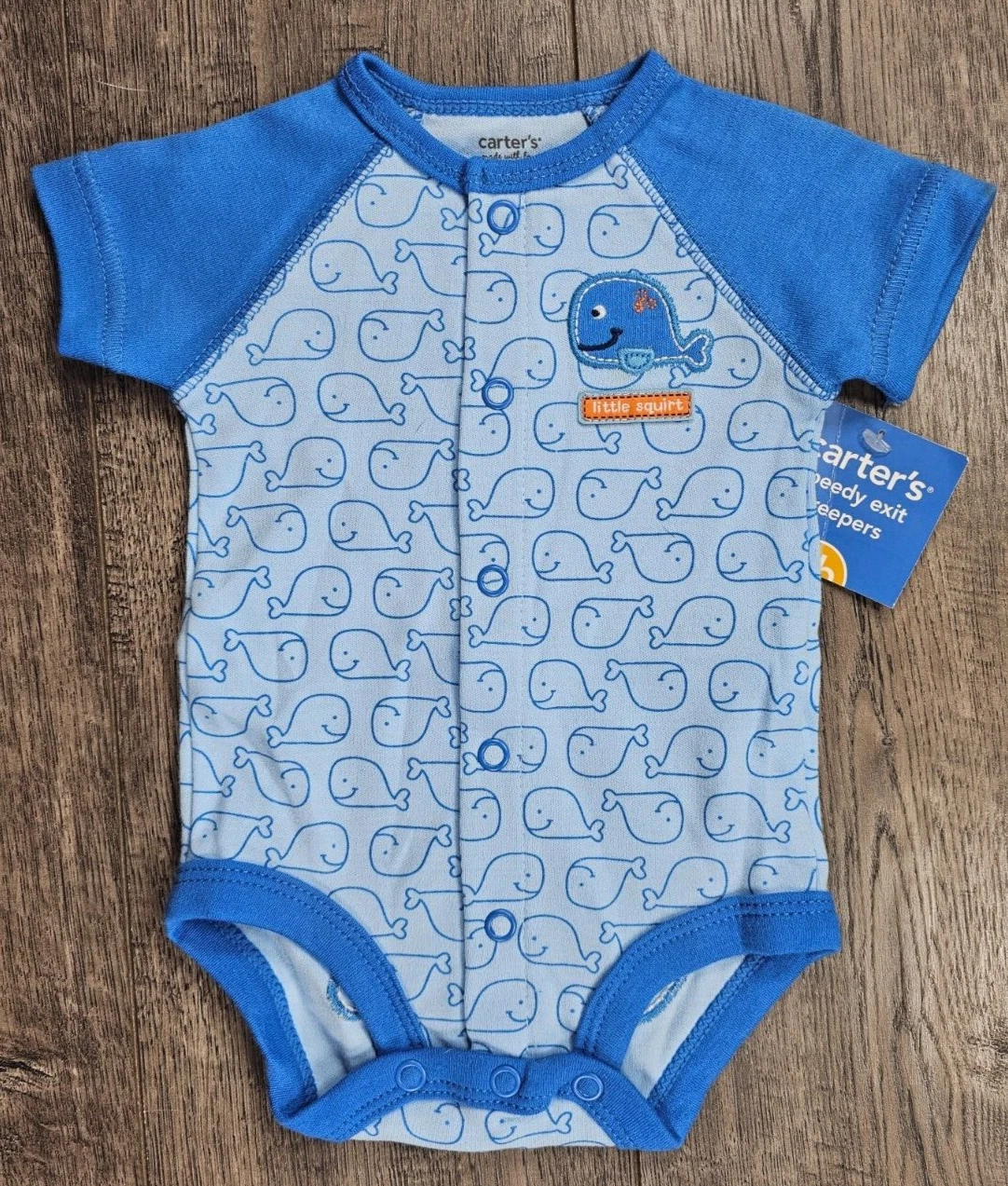 Baby Boy Clothes New Carter's Newborn Little Squirt Whale Romper Outfit