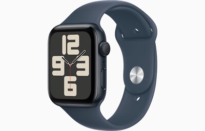 Apple Watch SE (Gen 2) 44mm Midnight Aluminum GPS with Storm Blue