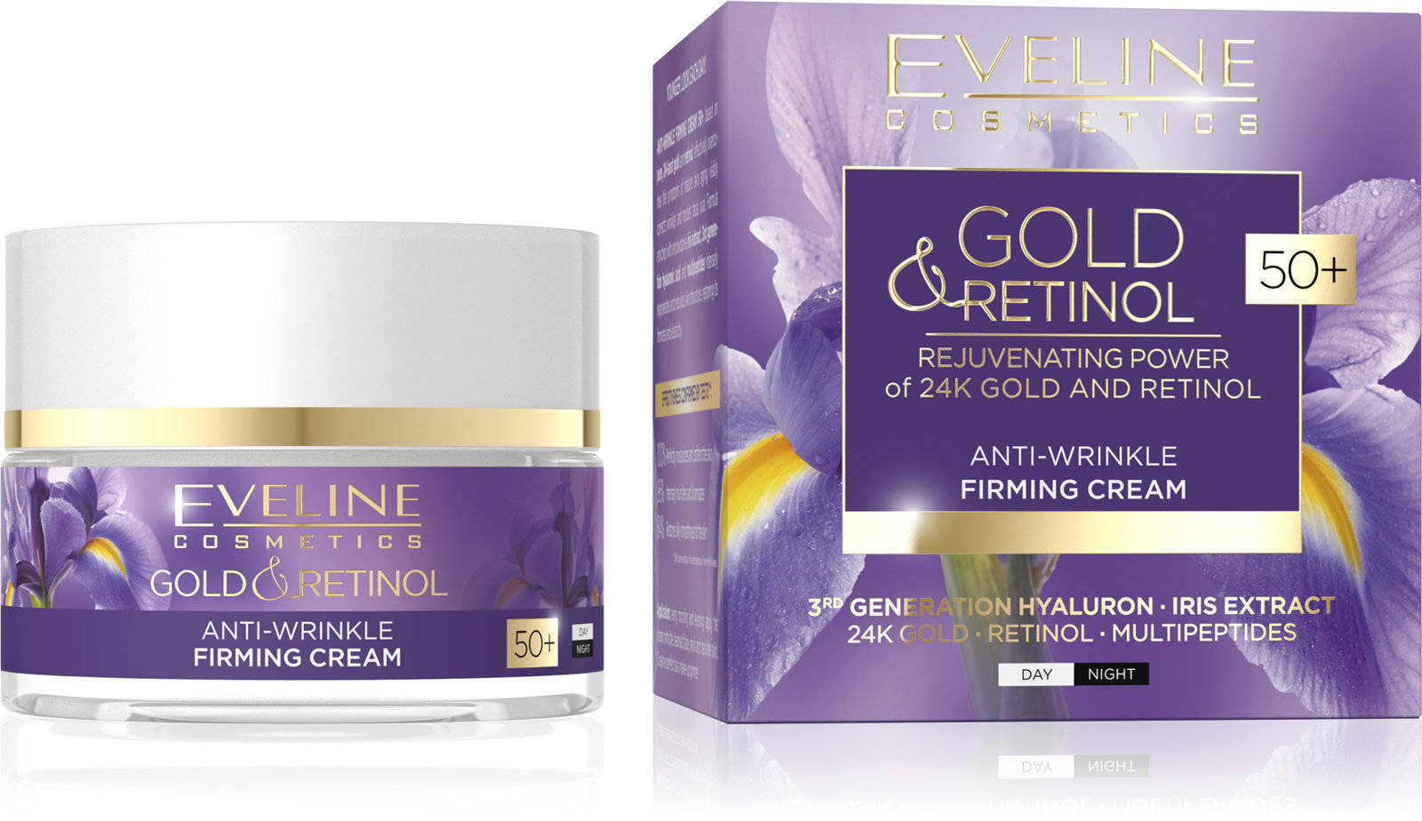 Eveline Gold Retinol Day Night  Anti Wrinkle Firming Cream 50+ 50ml