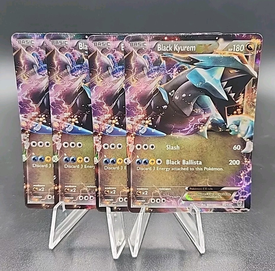 4x Black Kyurem EX 95/135 Black & White Plasma Storm Pokemon Playset