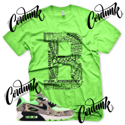 New Green B BLESSED Sneaker T Shirt for Air Max 90 Ghost Green 