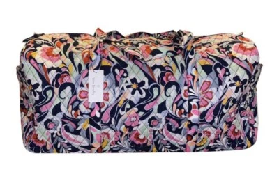 Vera Bradley Large Travel Duffel Mod Paisley Quilted Folding Duffle Bag Weekend