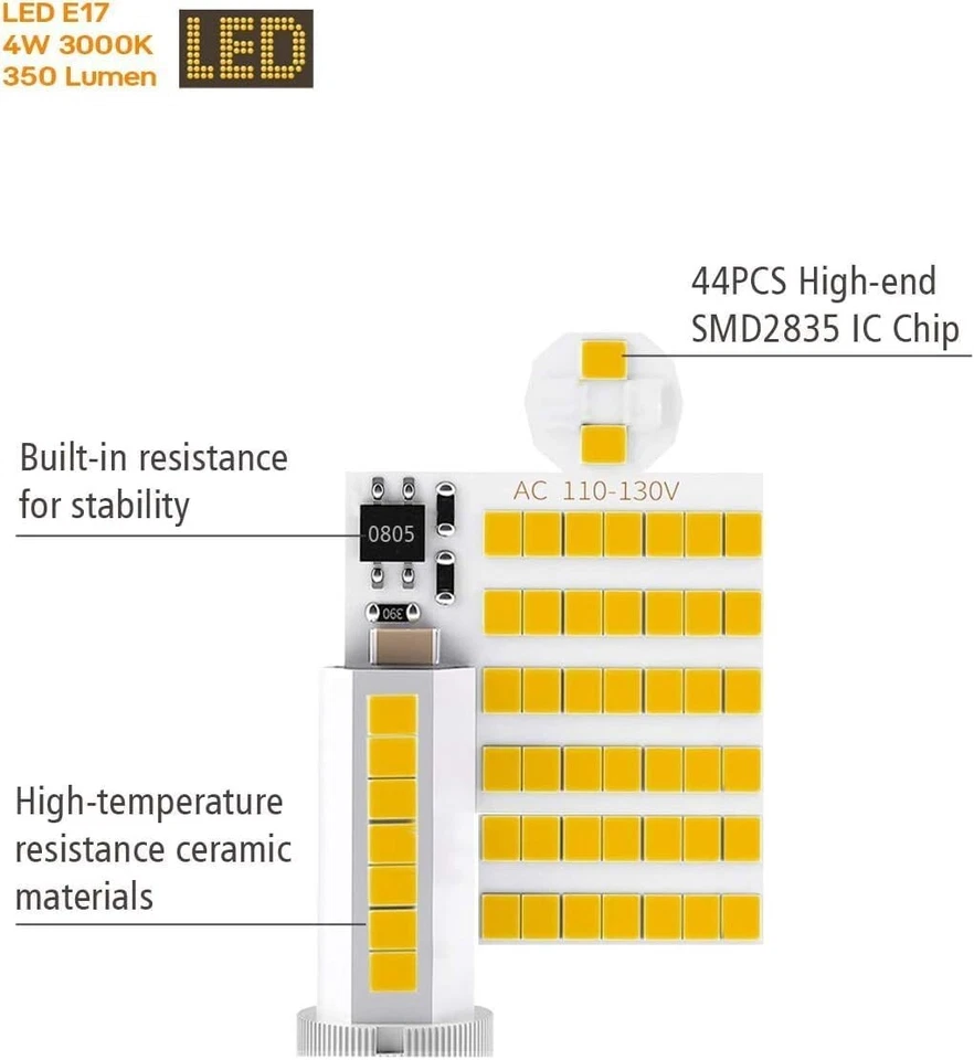 3Pack E17 LED Bulbs for Microwave Oven Appliance,(40W-50W Halogen Bulb Equivalen - Image 4 of 4