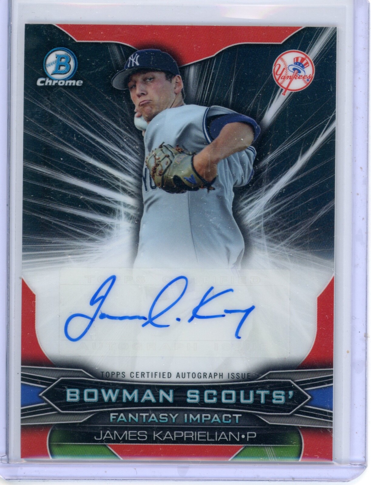 2015 Bowman Draft Chrome James Kaprielian BSI-JK Scouts' Auto 99/99 Yankees