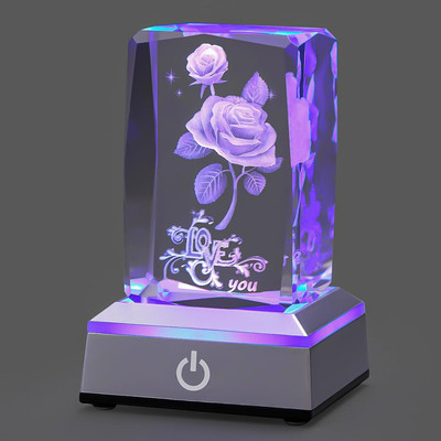 3D Rose Crystal Multicolor Nightlight I Love You Decolamp,Christmas Gifts for Wi