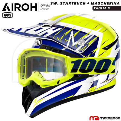CASCO INTEGRALE AIROH SWITCH STARTRUCK GIALLO CON MASCHERINA OFF