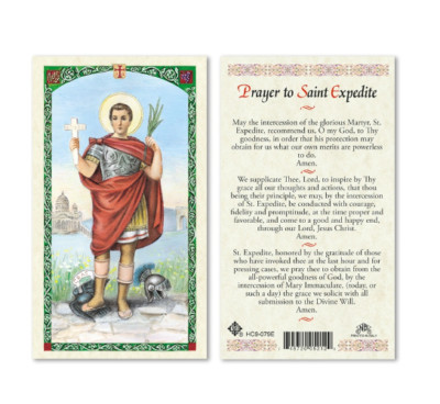 Saint Expedite with Prayer to St Expedite - Paperstock Holy Card HC9-079ENL
