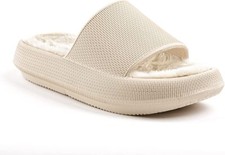 Beige Fur Cloud Comfy Pillow Slide Sandal Slipper US Size Sz Women 8.5 W Men 7 M