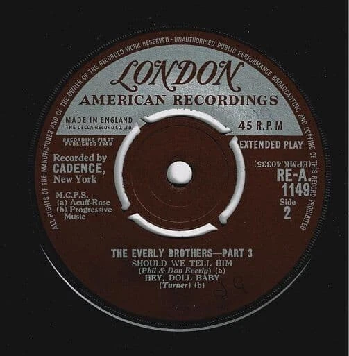 THE EVERLY BROTHERS The Everly Brothers No. 3 EP Vinyl Record 7 Inch London 1960 - Image 3 of 4