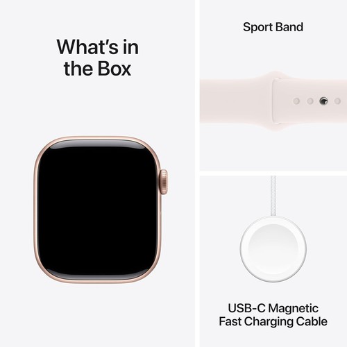 Apple Watch Series 10 42mm GPS Rose Gold w/ S/M Light Blush Band MWWH3LW/A - Photo 9 sur 9