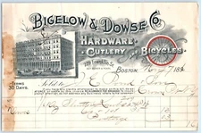 Ephemera BILLHEAD RECEIPT Bigelow & Dowse Co 1896 Cutlery, Bicycles Boston MA
