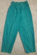Cherokee Vtg 80  s Green Pants Womens High Waist Cotton Size 10 Petite 26x24 USA