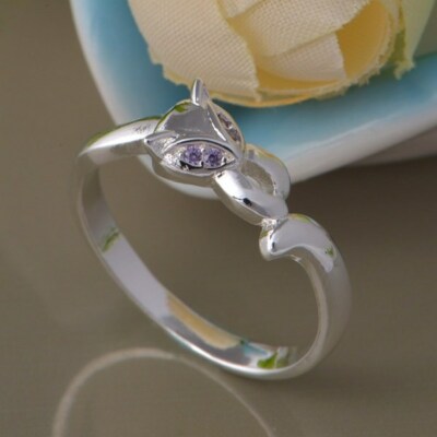 Bague Argent Foxy Avec Améthyste Et Renard - Bijou Neuf Avec étiquettes - Envoi France