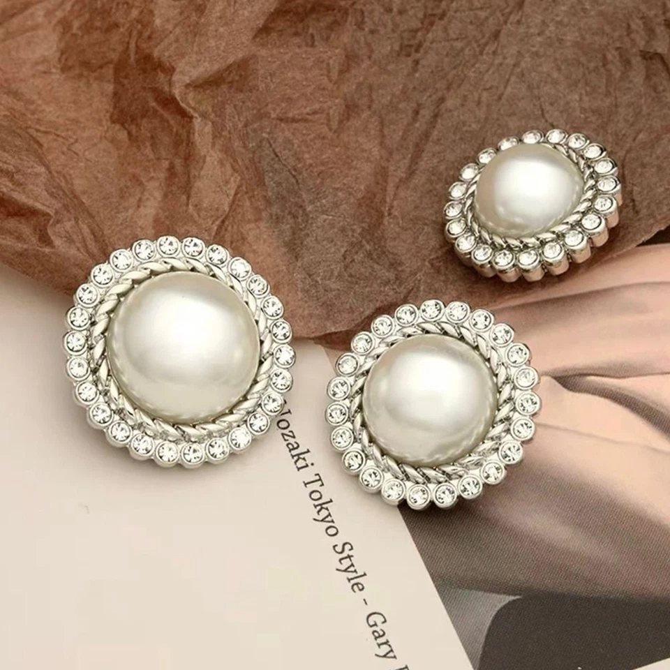 Pearl Clothing Buttons Shiny Rhinestone Sewing Accessories Shirt Buttons - Image 3 of 4