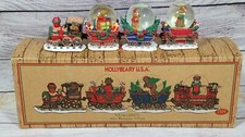 Vintage Holly Berry 4-Piece 45mm Waterglobe Polar Express Christmas Train