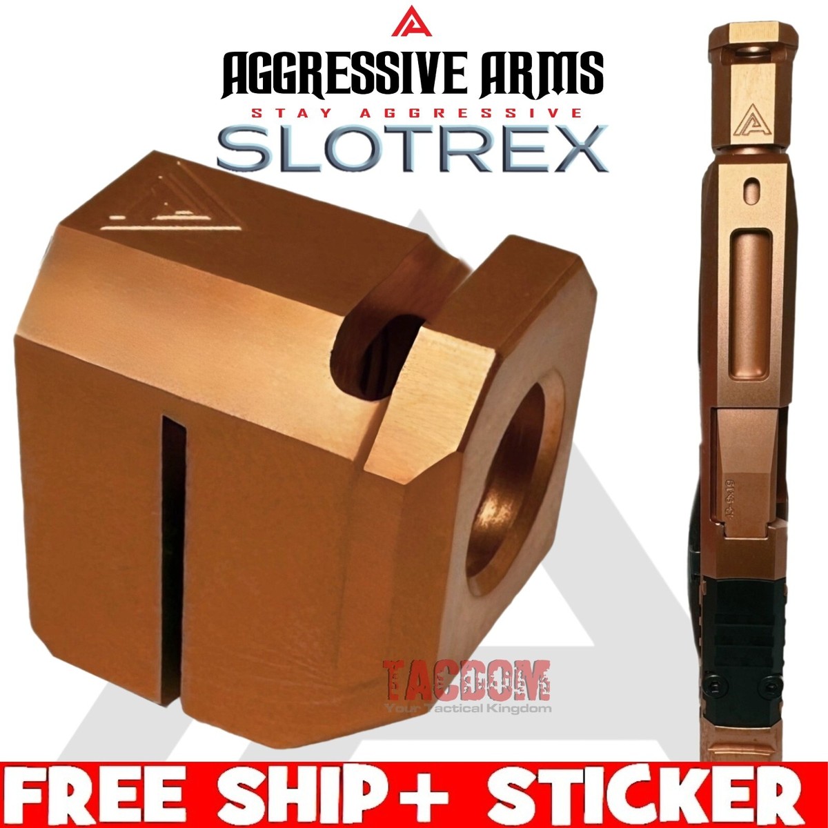 AGGRESSIVE ARMS SLOTREX COPPER COMP 1/2x28 TPI 20-30% LESS RECOIL
