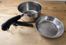 Vtg Revere Ware  1.5 Qt Sauce Pan 6.5" Skillet Copper Bottom Pans No Lids