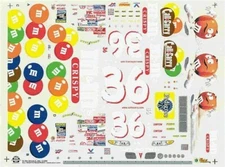 Slixx 1444 #36 M&Ms Crispy 1999-Ernie Irvan 1/24 waterslide Nascar decal