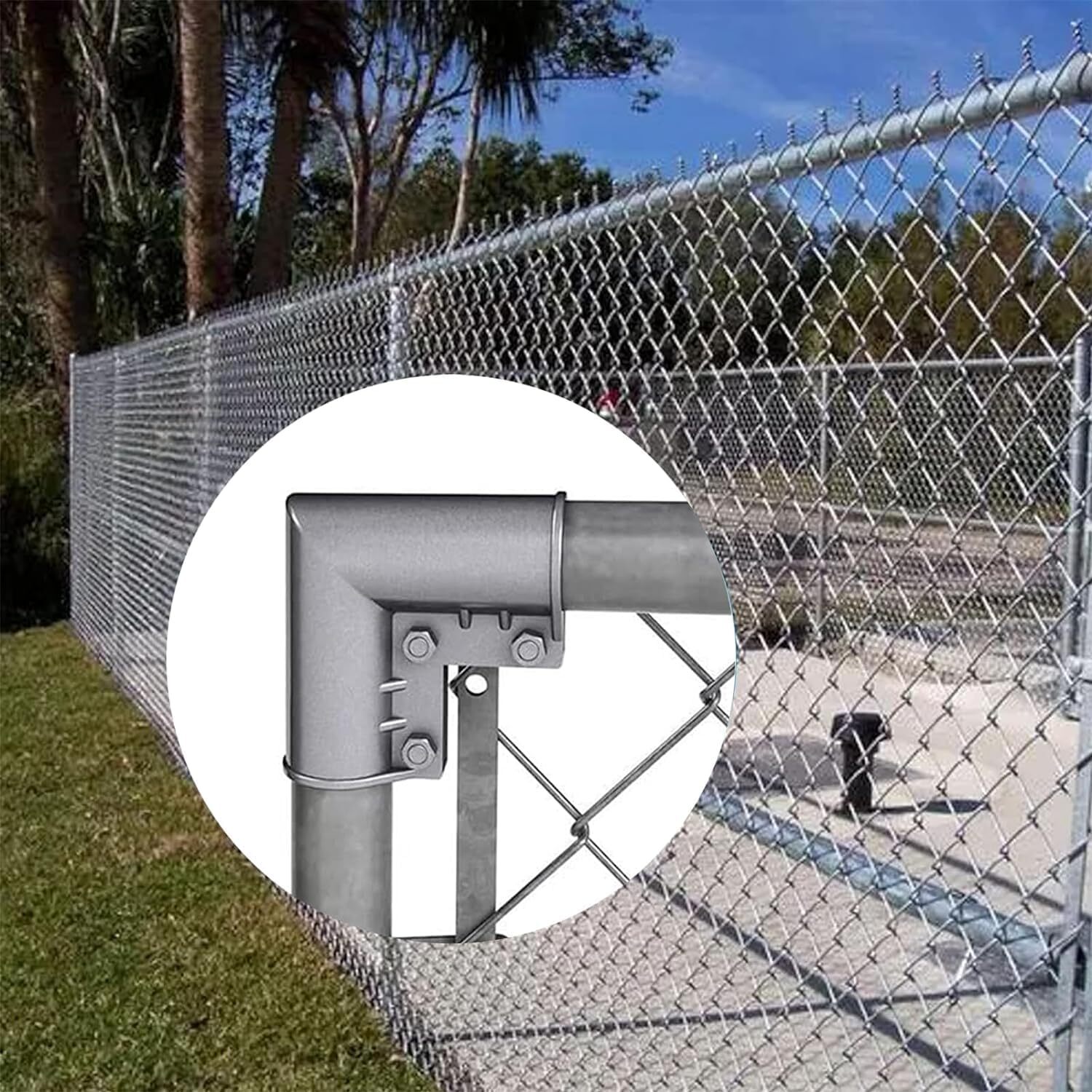 Chain Link Fence Gate Corners for 1 3/8” Alu Elbow 13/8" 4Pack, silver