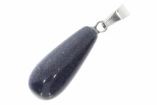 Blaufluss Tropfen Anh&auml;nger Halskette mit Karabiner silber farben - HS1667