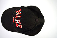 Vintage Nike Black Snapback 90s Hat Nike Spell Out Center Swoosh low crown