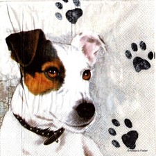 Serviettes en papier chien Jack Russel et pattes. Paper napkins dog Jack Russel