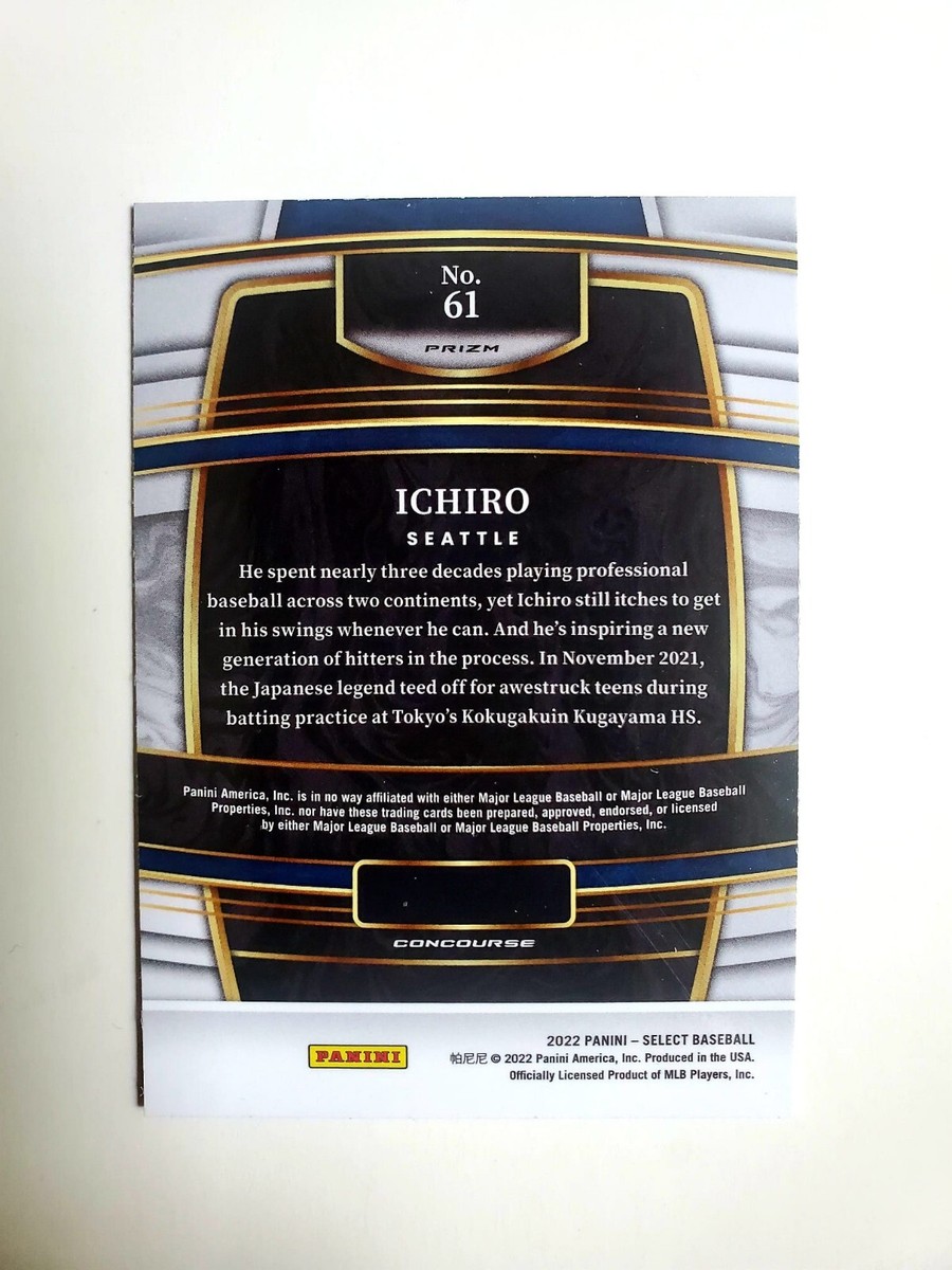 Ichiro Suzuki Tri Color Prizm 2022 Panini Select Baseball Mariners