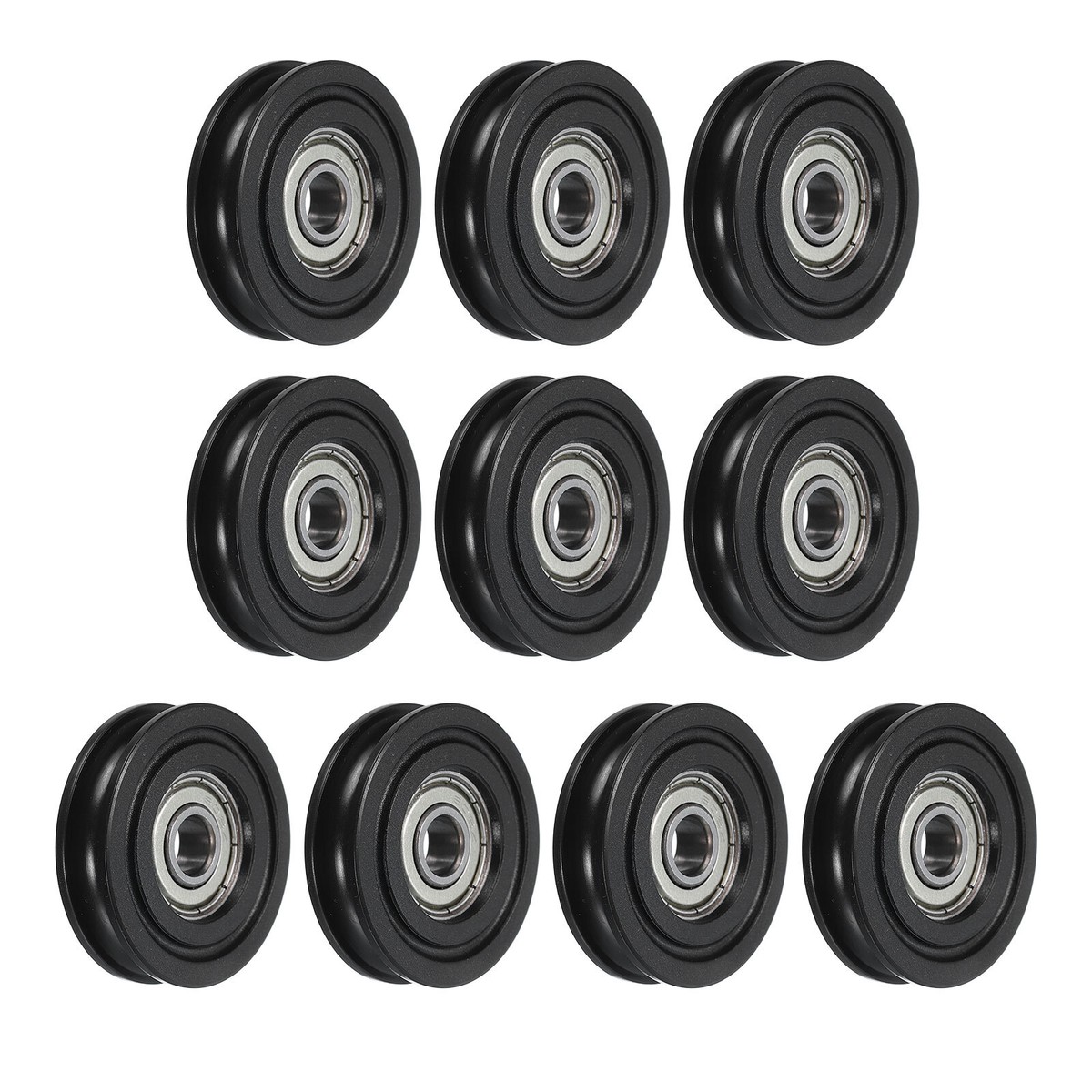 Uxcell 8pcs U-Groove Nylon Pulley Wheels - 6x27x7mm Ball Bearings, ABEC3, For Sliding Doors & 3D Printers
