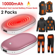 2 Packs Heated Vest Jacket 10000mAh Battery Pack Electric Hand Warmer Power Bank