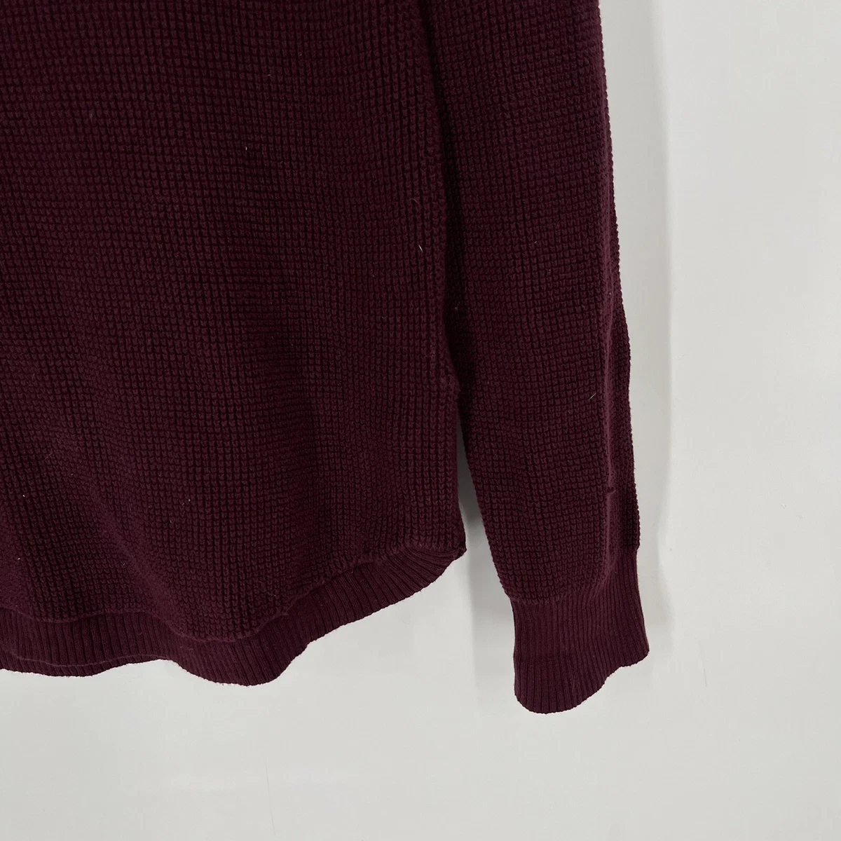 Lauren Ralph Lauren Womens Burgundy Hooded Ribbed Cable Knit