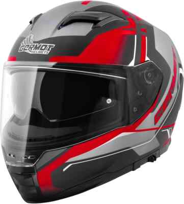 GERMOT GM 350 Integralhelm matt schwarz rot ECE 22.06 Sonnenblende S 55/56
