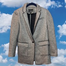 Banana Republic Womens Blazer Jacket 4P Petite Wool Blend One Button Blazer