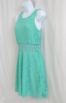 rue21 Jrs Med, Mint Green, A-Line Tank Dress, Side Zip, Floral Lace, Knee  Length | eBay