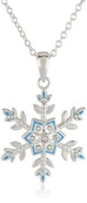 Disney Girls' "Frozen" Silver-Plated Crystal Snowflake Pendant Necklace, 18"