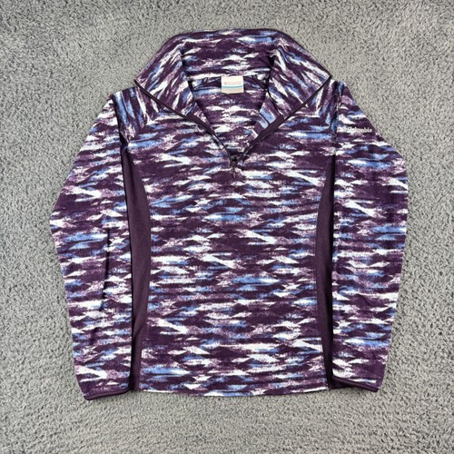 Columbia Fleece Damen klein lila 1/4 Reißverschluss Pullover Digital Outdoor Spaziergang Wandern - Bild 3 von 8